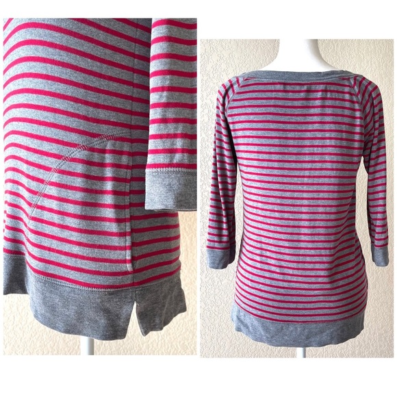 Banana Republic Striped Scoop Neck 3/4 Sleeve Top - Picture 2 of 3